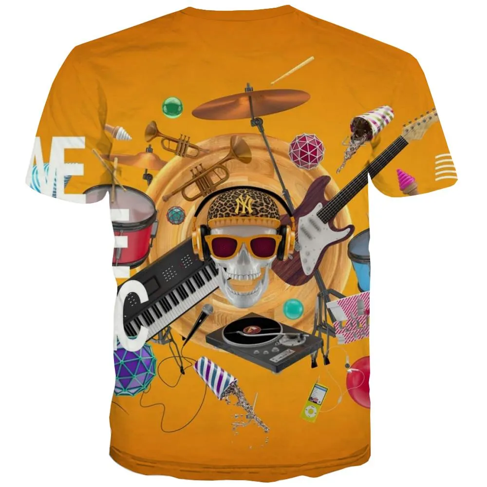 Music T-shirt Men Instrument Tshirt Anime Retro T-shirts Graphic Electronic Tshirt Printed