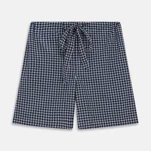 Navy Motif Cotton and Silk Blend Duffield Pyjama shorts