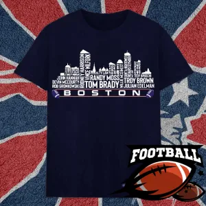 New England Football Team All Time Legends Name Tee Hoodie Sweatshirt Boston City Skyline Tee Football Fans Gift