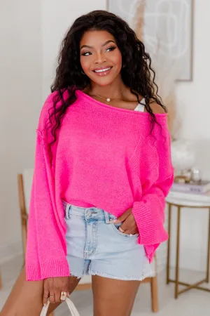 Nothing Better Than This Pink Pocketed Wide Neck Sweater SALE