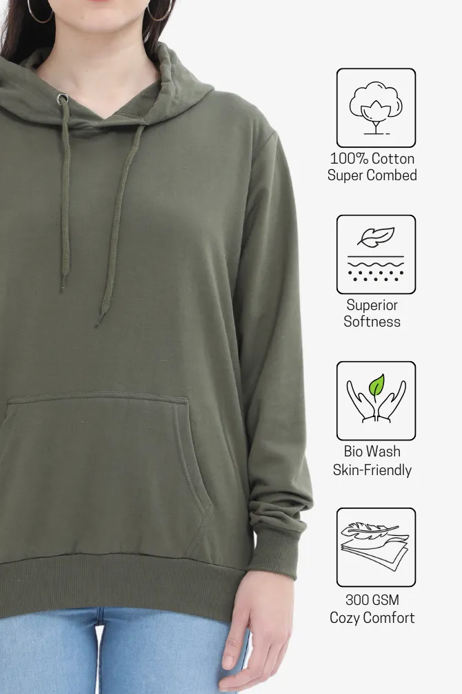 Olive Green Hoodie for women