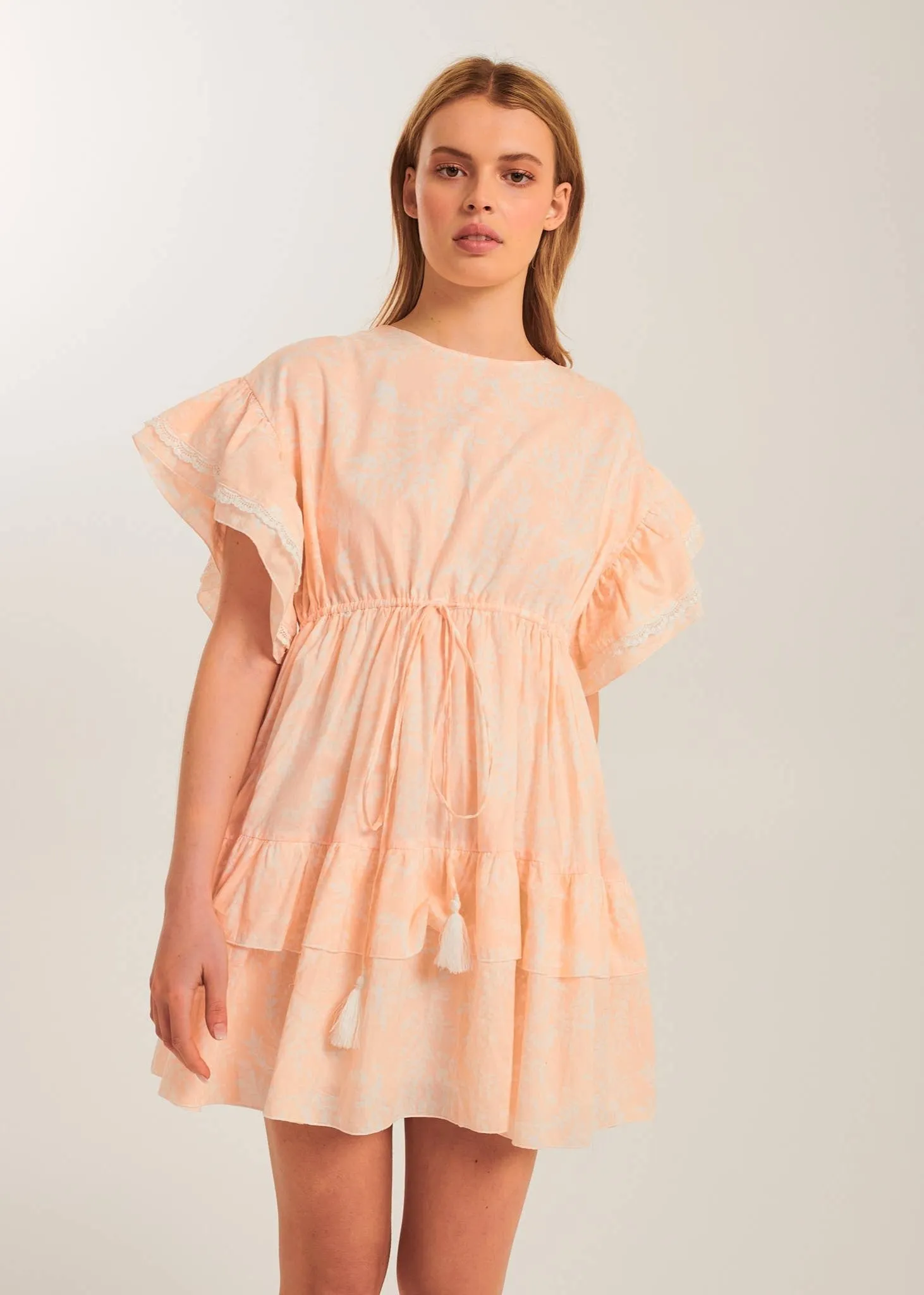 Peach Meadows Floral Mini Dress