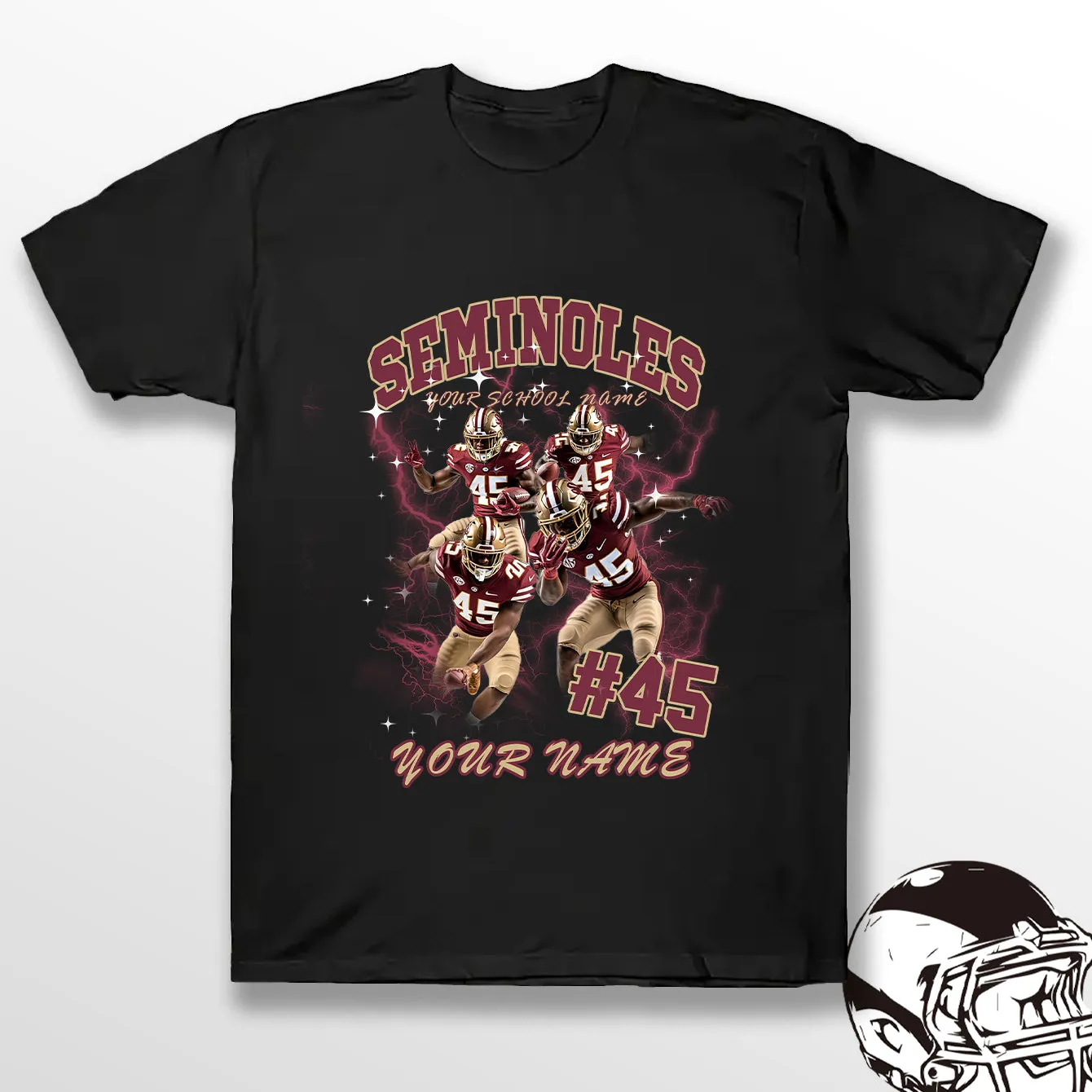 Personalized Football T-Shirt Hoodie Sweatshirt, Florida State Seminoles Football, Custom Player Name Number, FSU Football Fans Gift