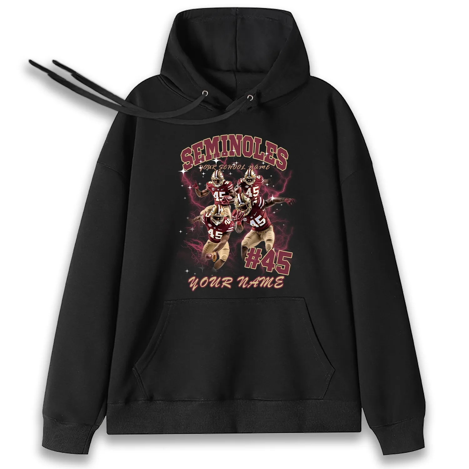 Personalized Football T-Shirt Hoodie Sweatshirt, Florida State Seminoles Football, Custom Player Name Number, FSU Football Fans Gift