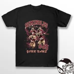 Personalized Football T-Shirt Hoodie Sweatshirt, Florida State Seminoles Football, Custom Player Name Number, FSU Football Fans Gift