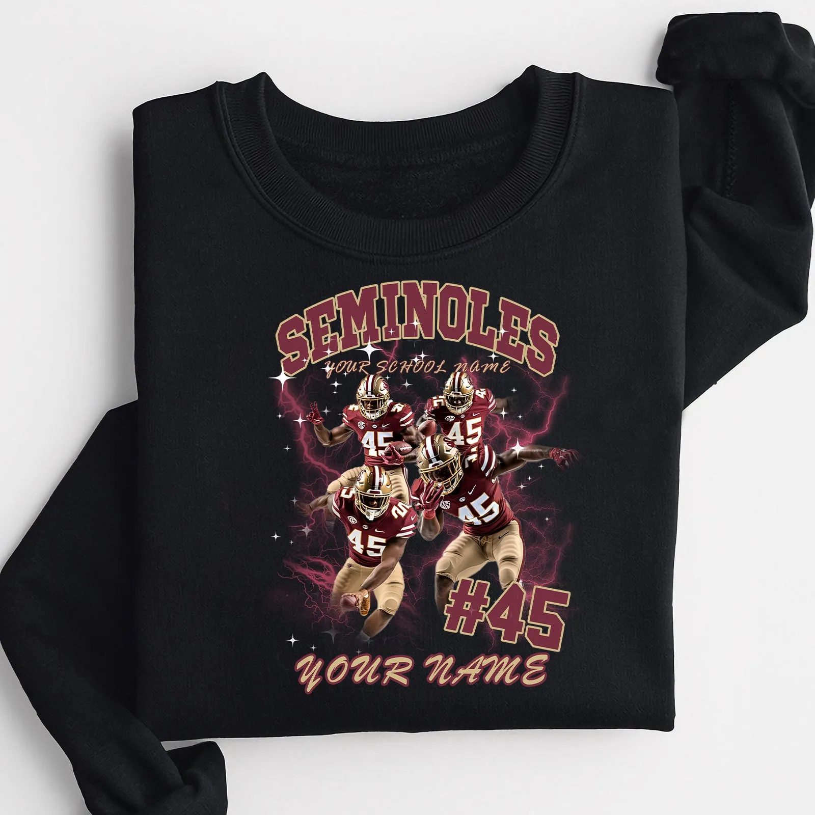 Personalized Football T-Shirt Hoodie Sweatshirt, Florida State Seminoles Football, Custom Player Name Number, FSU Football Fans Gift