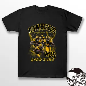 Personalized Football T-Shirt Hoodie Sweatshirt, Iowa Hawkeyes Football, Custom Player Name Number, UI Football Fans Gift