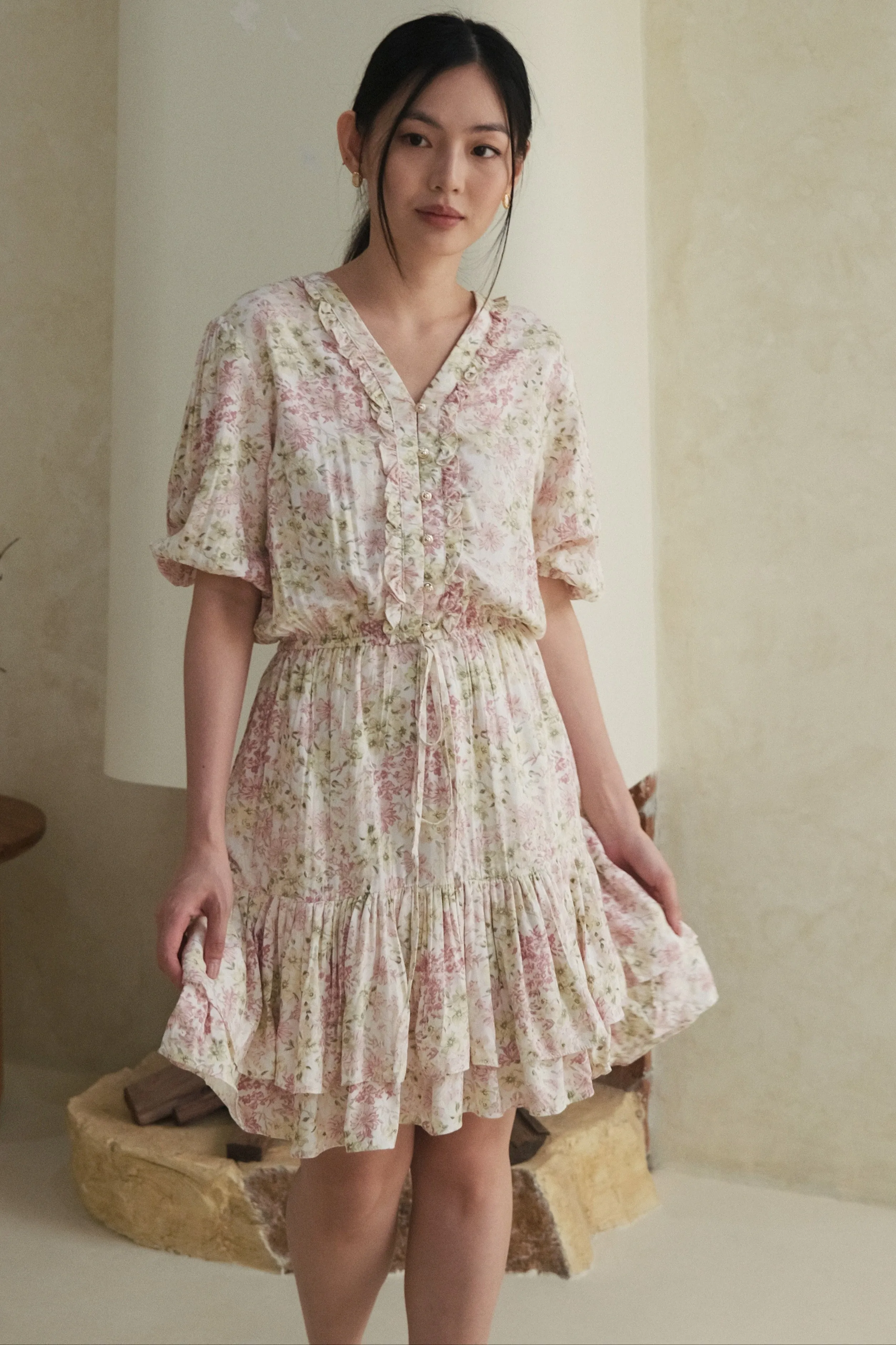 Phoebe Mini Dress Floral Pink