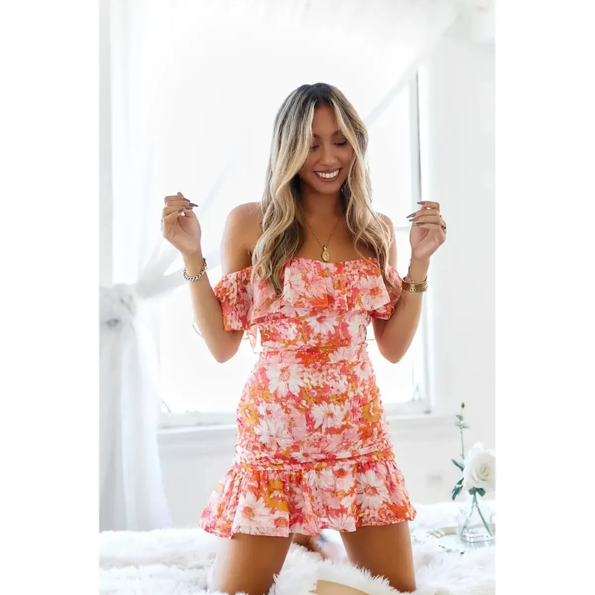 Pink floral dress