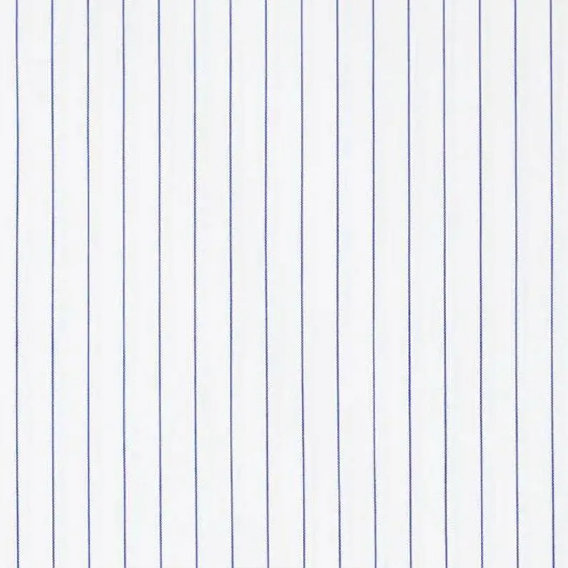 pinstripe cotton blend stretch shirting - white/navy