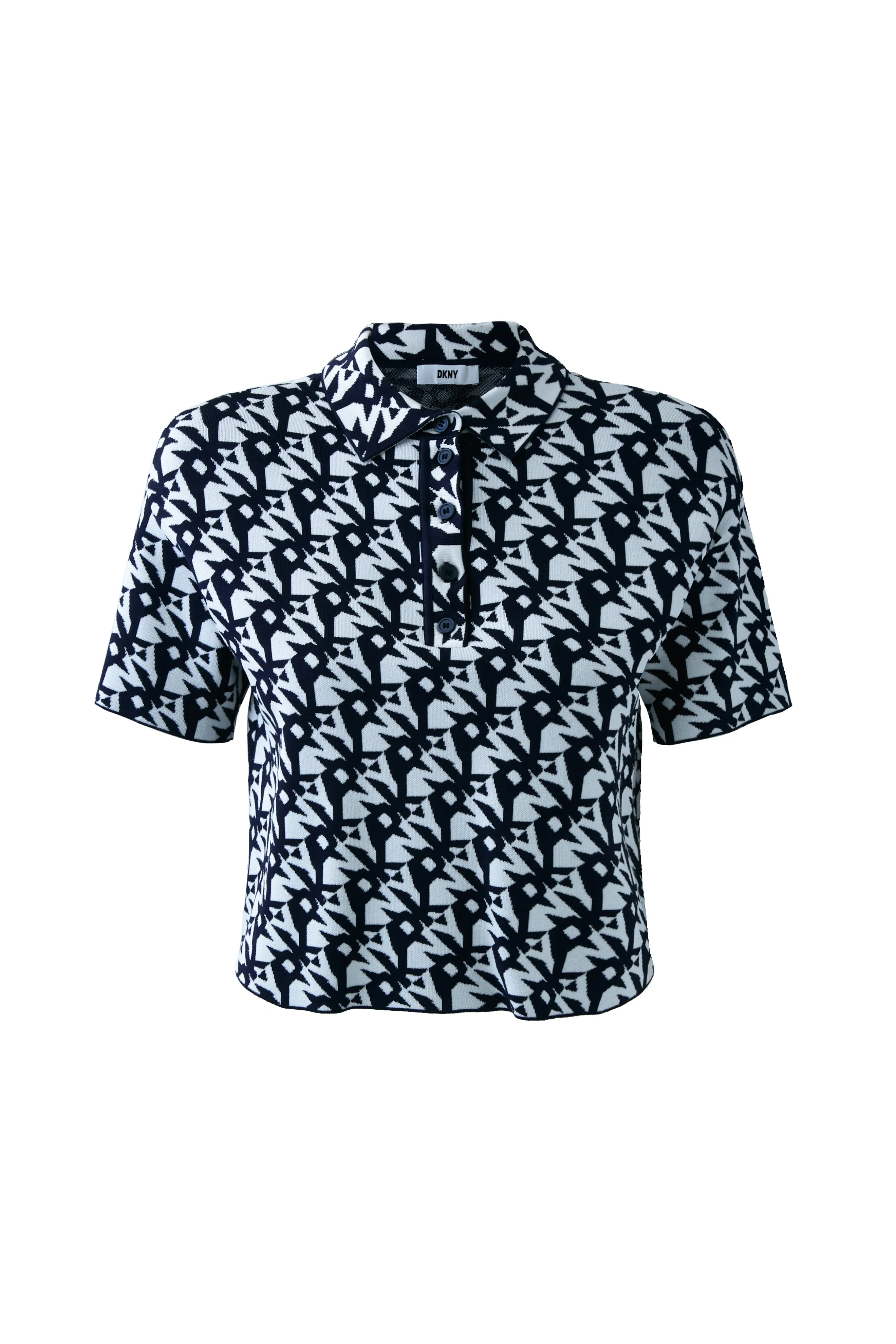 POLO WITH KNITTED ALLOVER LOGO