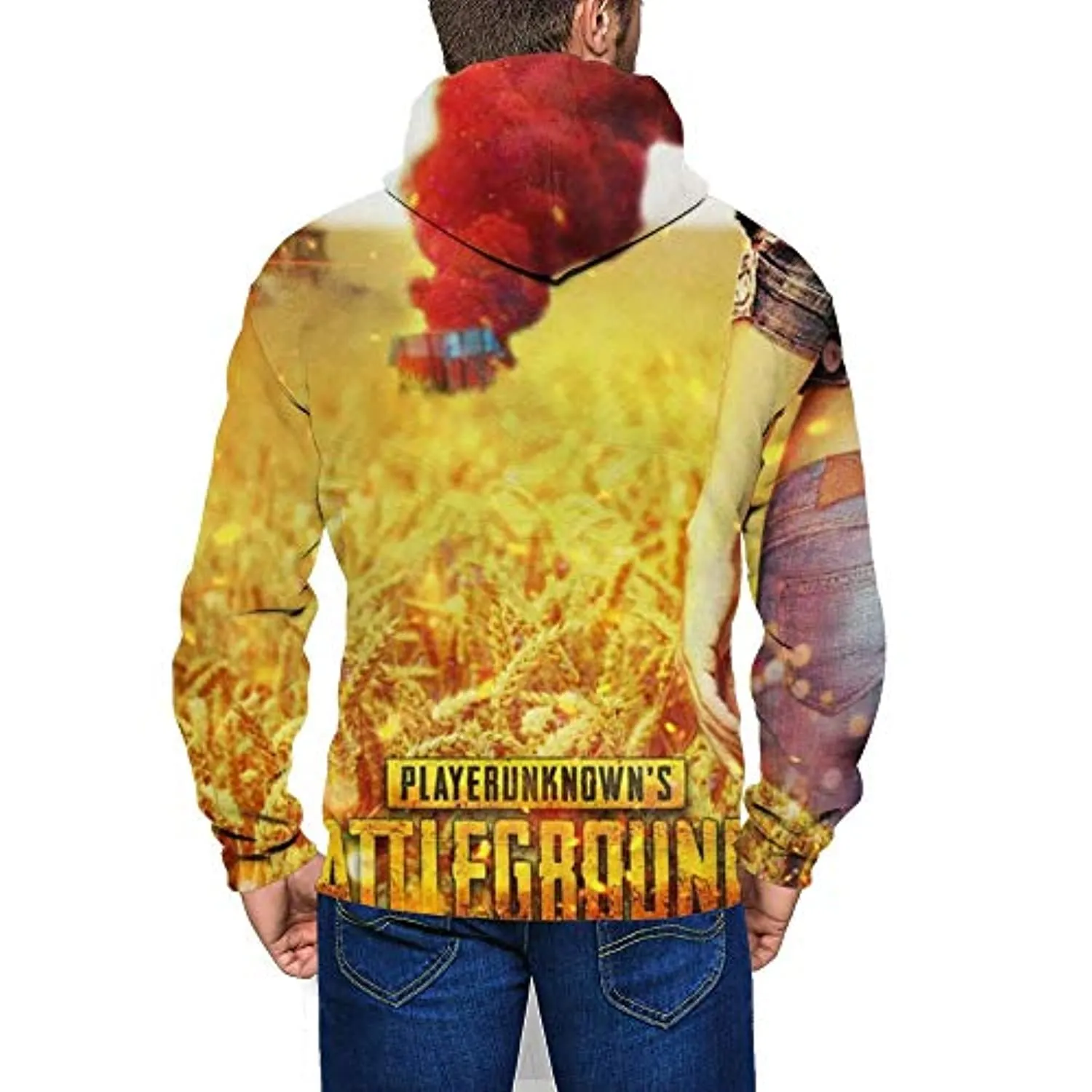 PUBG Hoodies - 3D Print Game Playerunknown's Battlegrounds Golden Zipper Jacket with Pockets