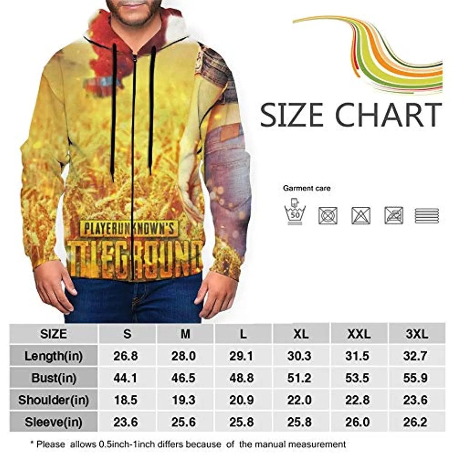 PUBG Hoodies - 3D Print Game Playerunknown's Battlegrounds Golden Zipper Jacket with Pockets