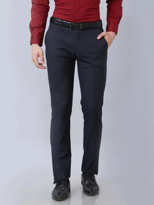 Raymond Men Blue Slim Fit Checks Polyester Trousers