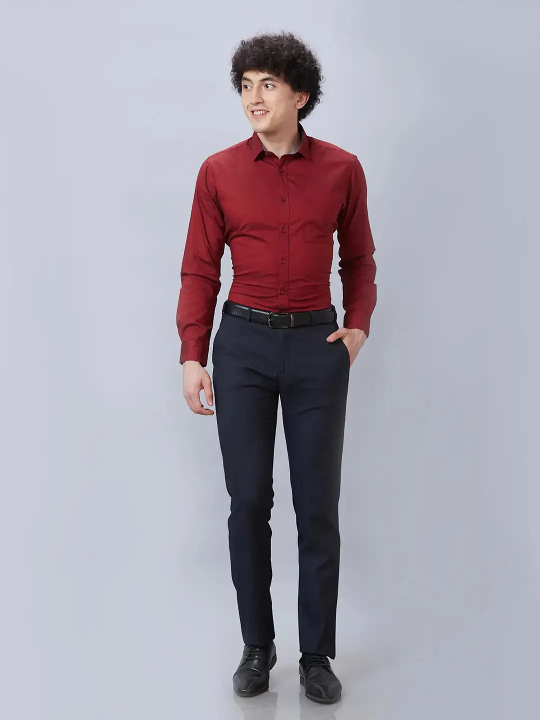 Raymond Men Blue Slim Fit Checks Polyester Trousers
