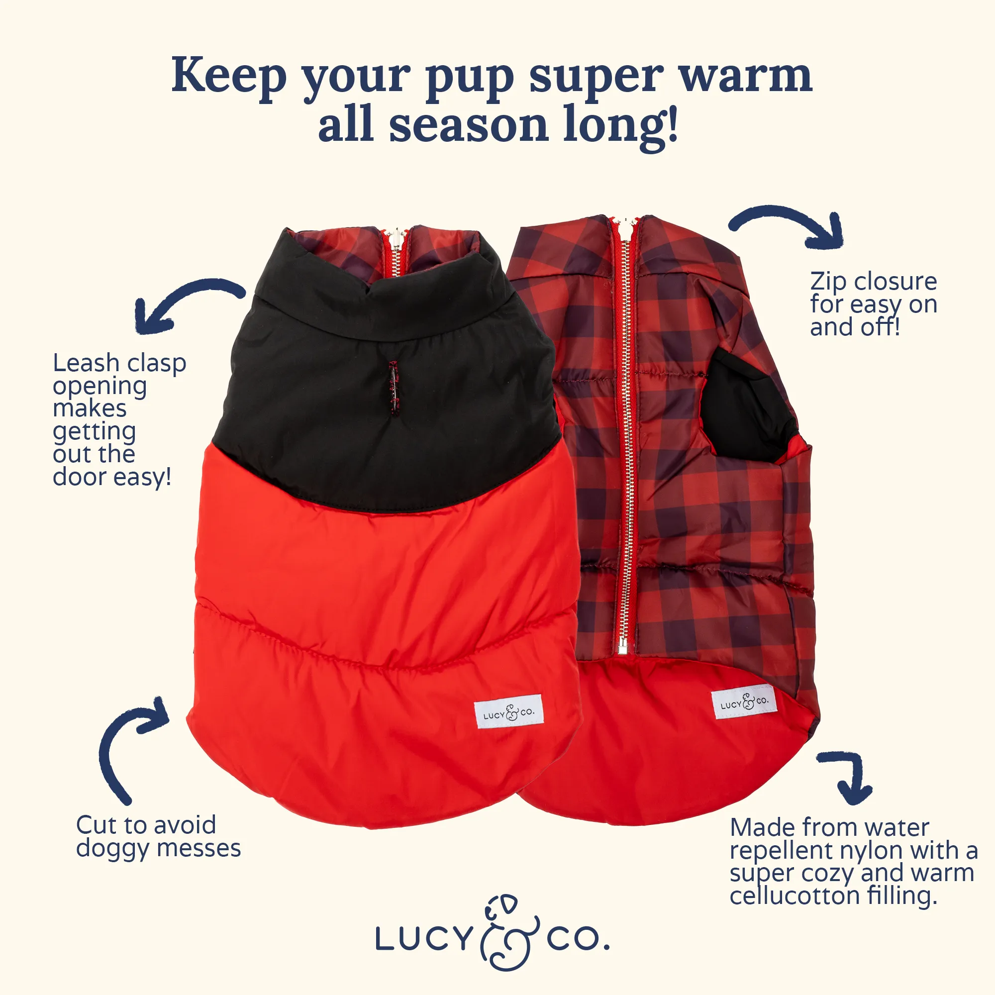Reversible Puffer Vest - Holly Jolly