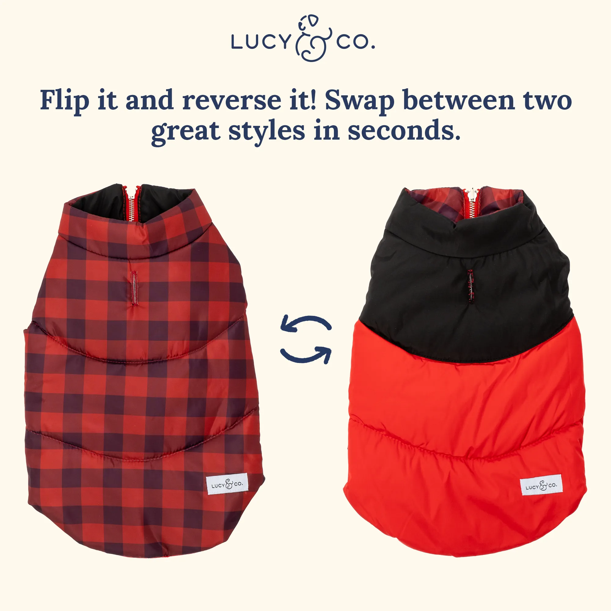 Reversible Puffer Vest - Holly Jolly