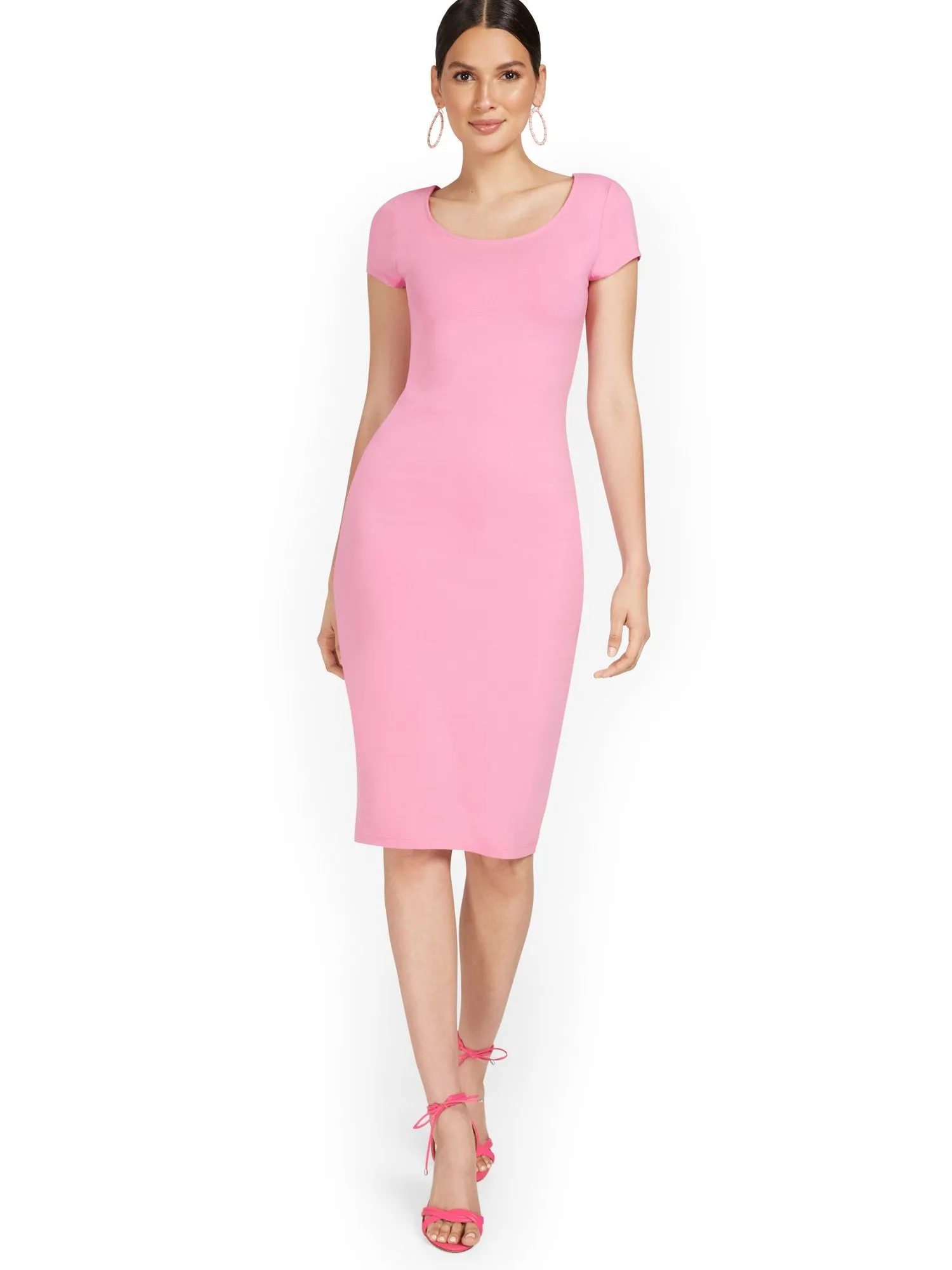 Scoopneck Cap-Sleeve Midi Dress - Everyday Collection