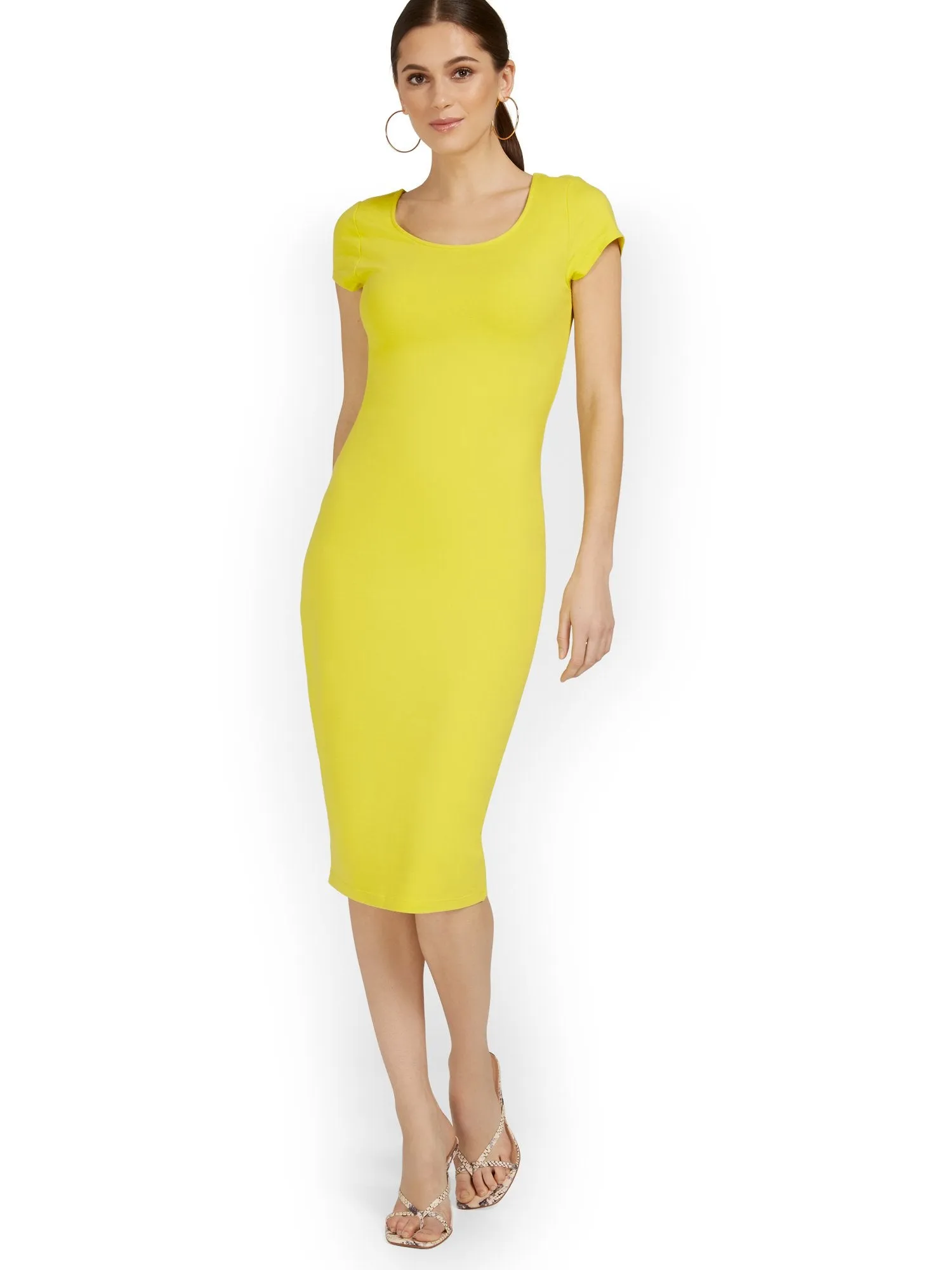 Scoopneck Cap-Sleeve Midi Dress - Everyday Collection