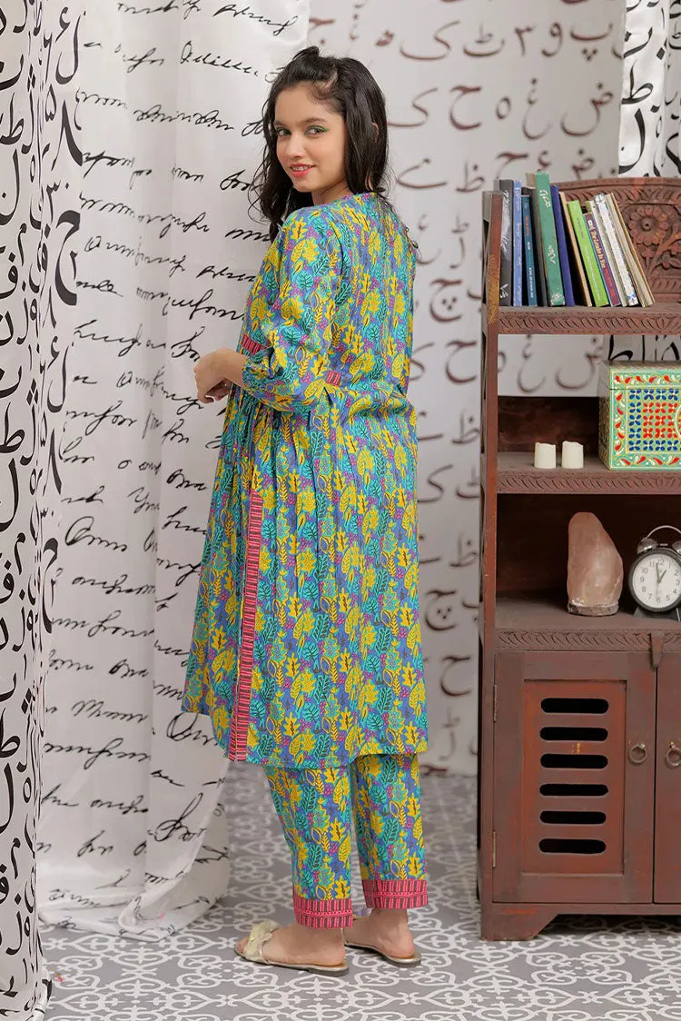 Senorita - GAC-02168 | BLUE & MULTICOLOR | CASUAL 2 PIECE SUIT | COTTON CAMBRIC PRINT