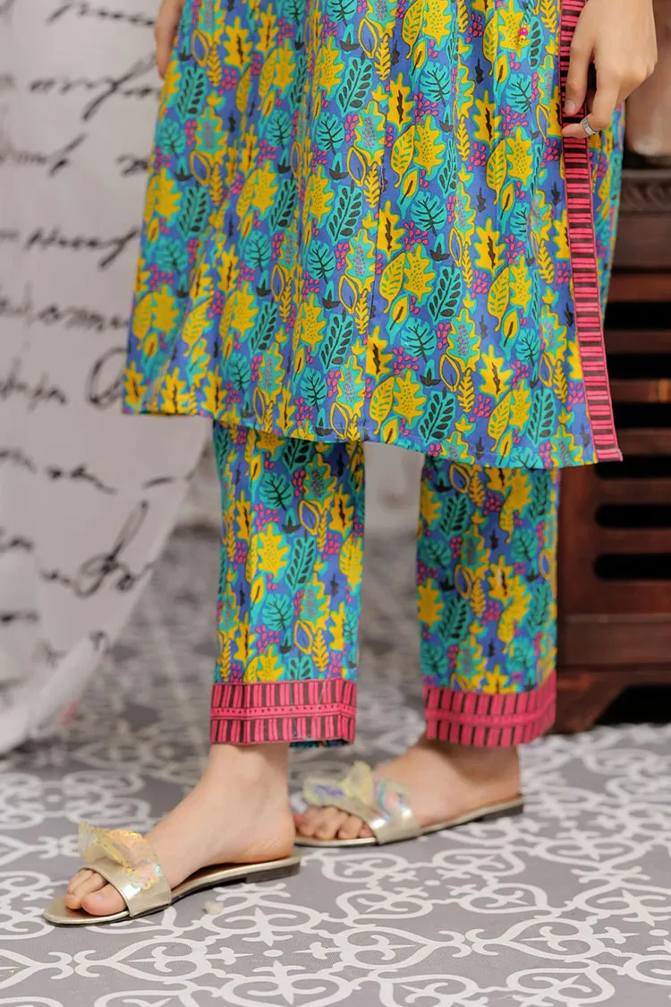 Senorita - GAC-02168 | BLUE & MULTICOLOR | CASUAL 2 PIECE SUIT | COTTON CAMBRIC PRINT