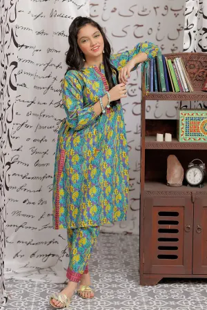 Senorita - GAC-02168 | BLUE & MULTICOLOR | CASUAL 2 PIECE SUIT | COTTON CAMBRIC PRINT