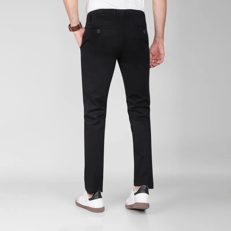 SLIM FIT CHINO TROUSERS  - BLACK