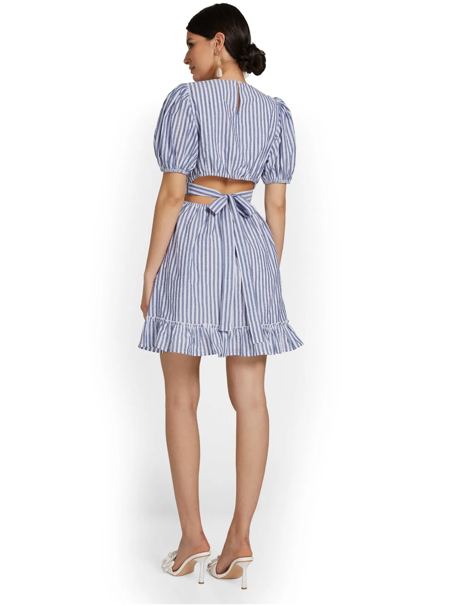 Striped Cut-Out Flare Dress - Lily & Cali