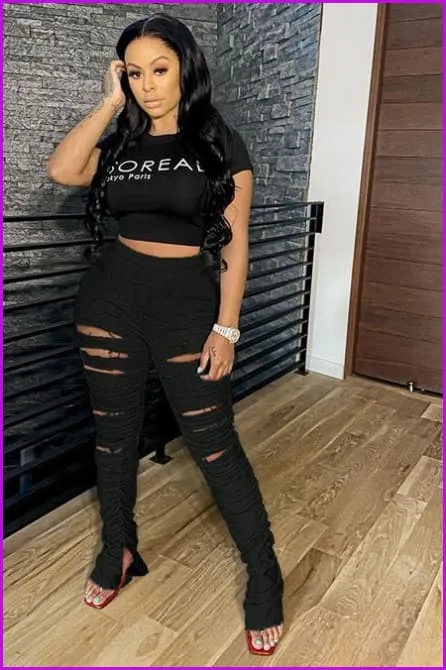 Stylish Distressed Split Stacked Pants For Women F1123