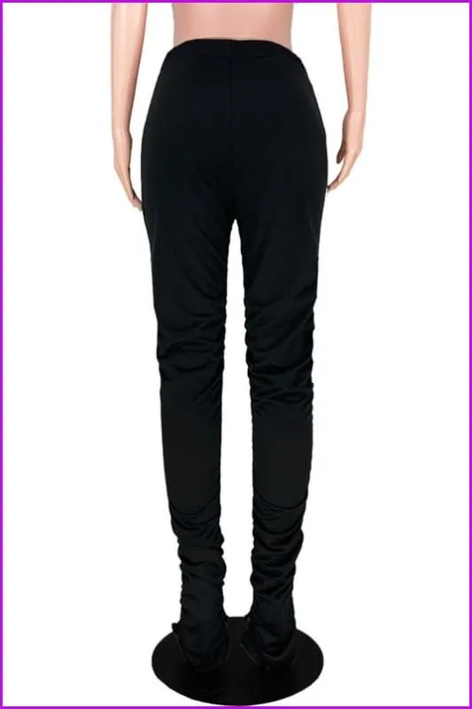 Stylish Distressed Split Stacked Pants For Women F1123
