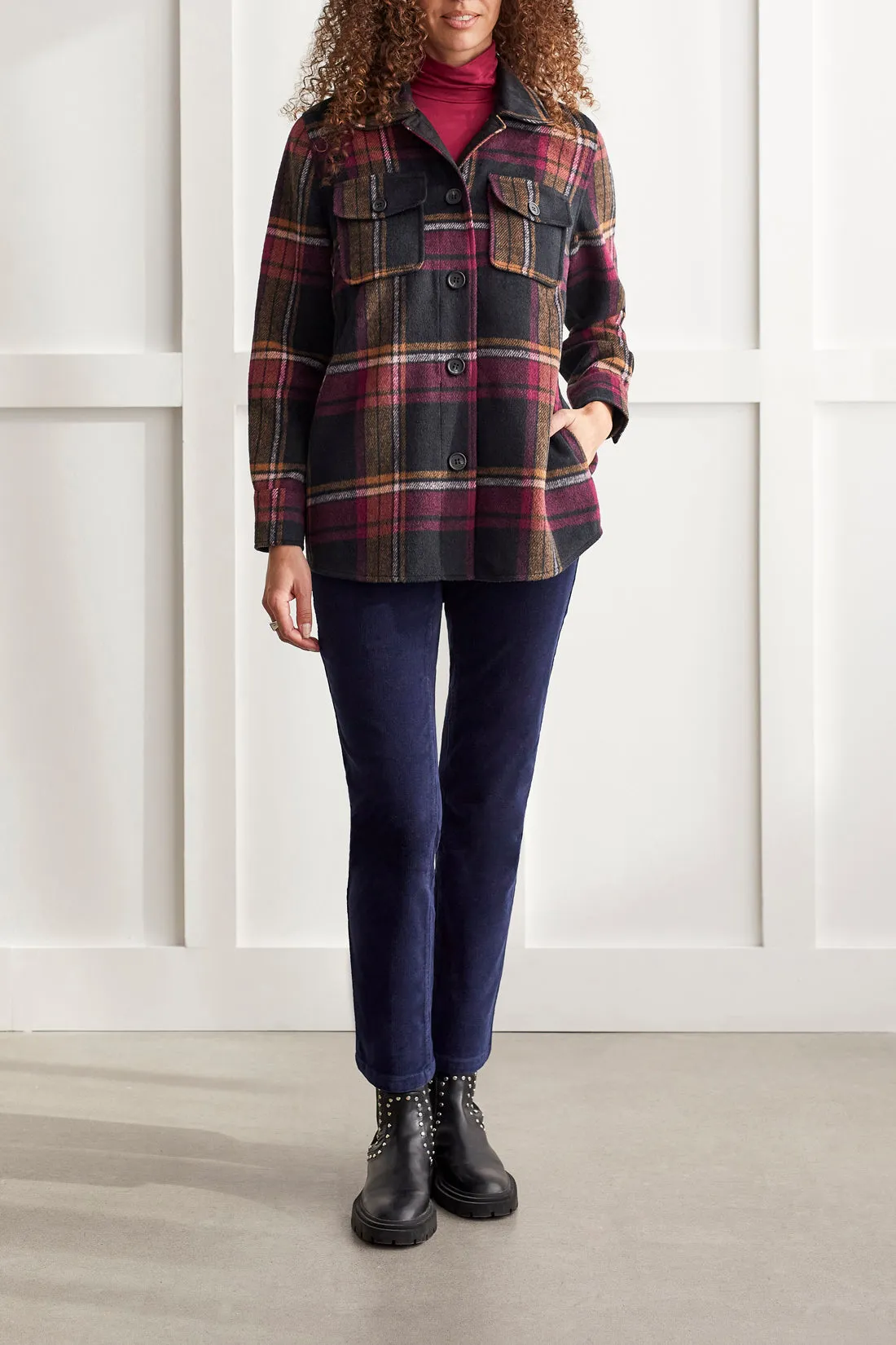 Tribal Long Plaid Shacket