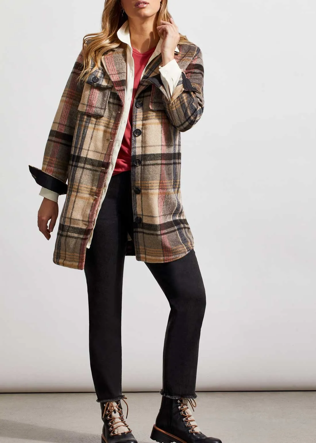 Tribal Long Plaid Shacket
