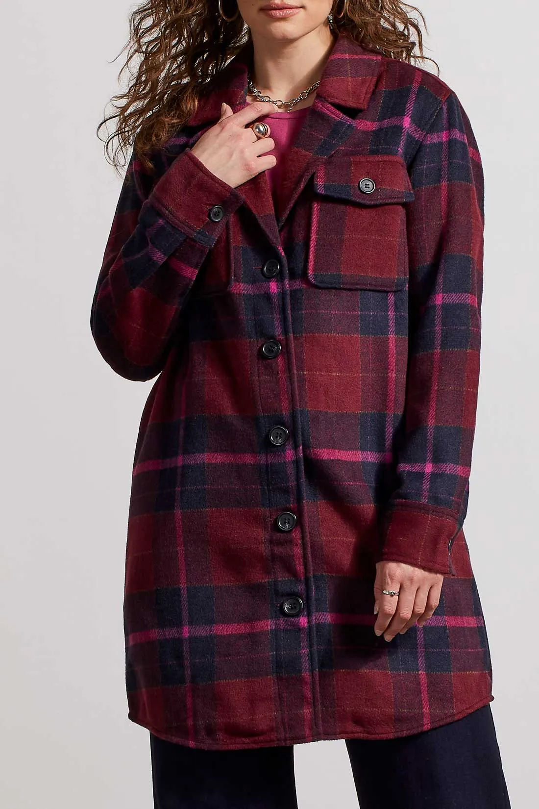 Tribal Long Plaid Shacket