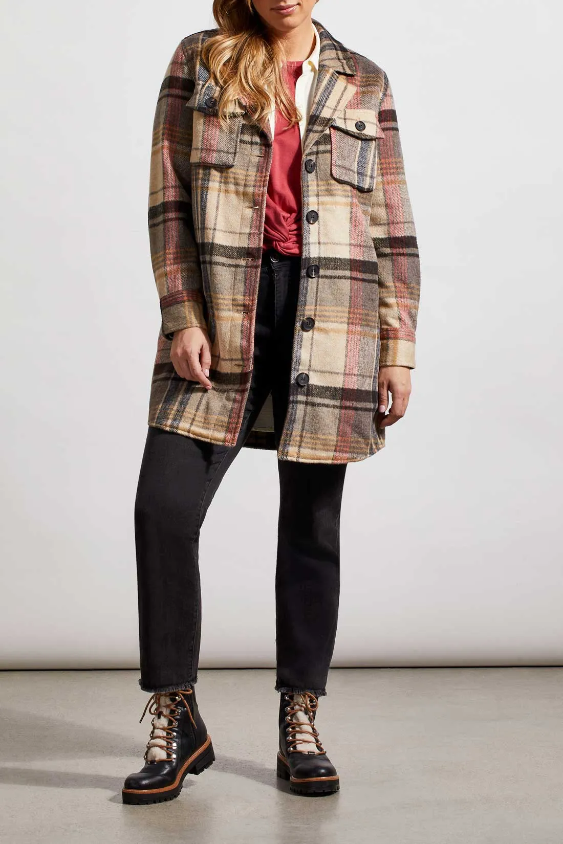 Tribal Long Plaid Shacket