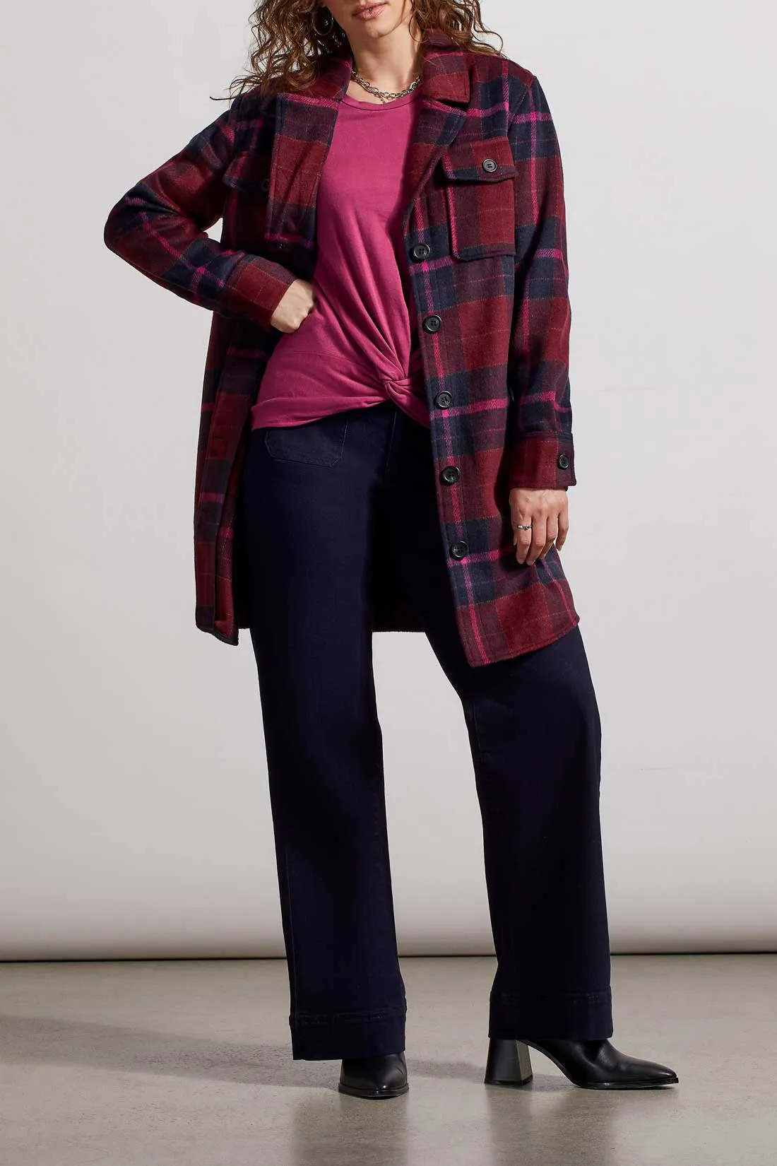 Tribal Long Plaid Shacket