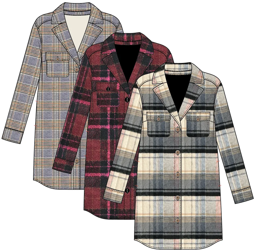 Tribal Long Plaid Shacket