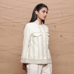 Undyed Ecru Warm Cotton Muslin Short Jacket
