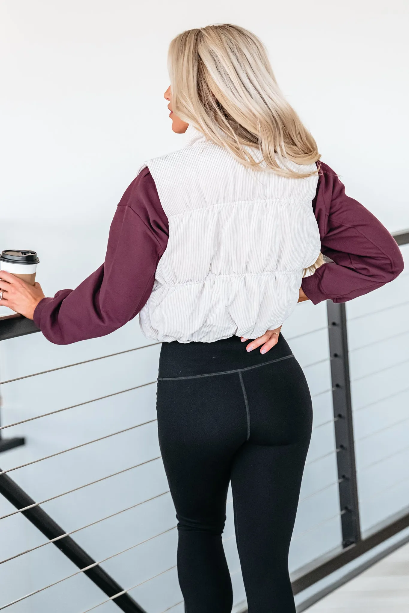 Urban Cord Crush Vest - Cream