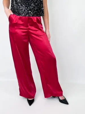 Valerie - Red Satin Pants