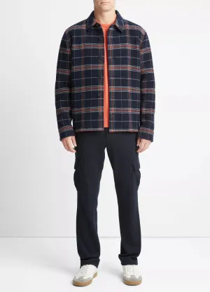 Vince Plaid Wool-Blend Shirt Jacket - Coastal Blue/Desert Sky