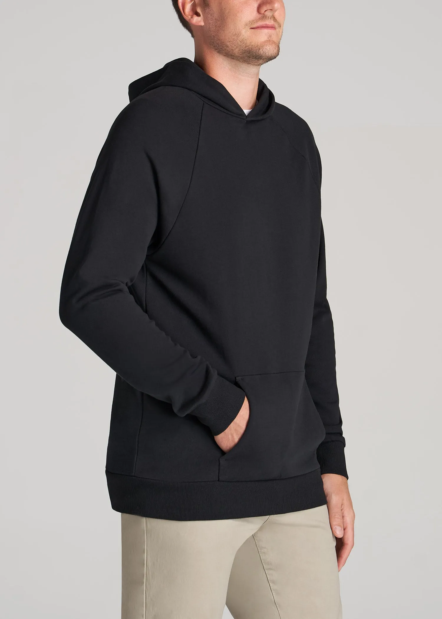Wearever French Terry Raglan Men's Tall Hoodie in Black