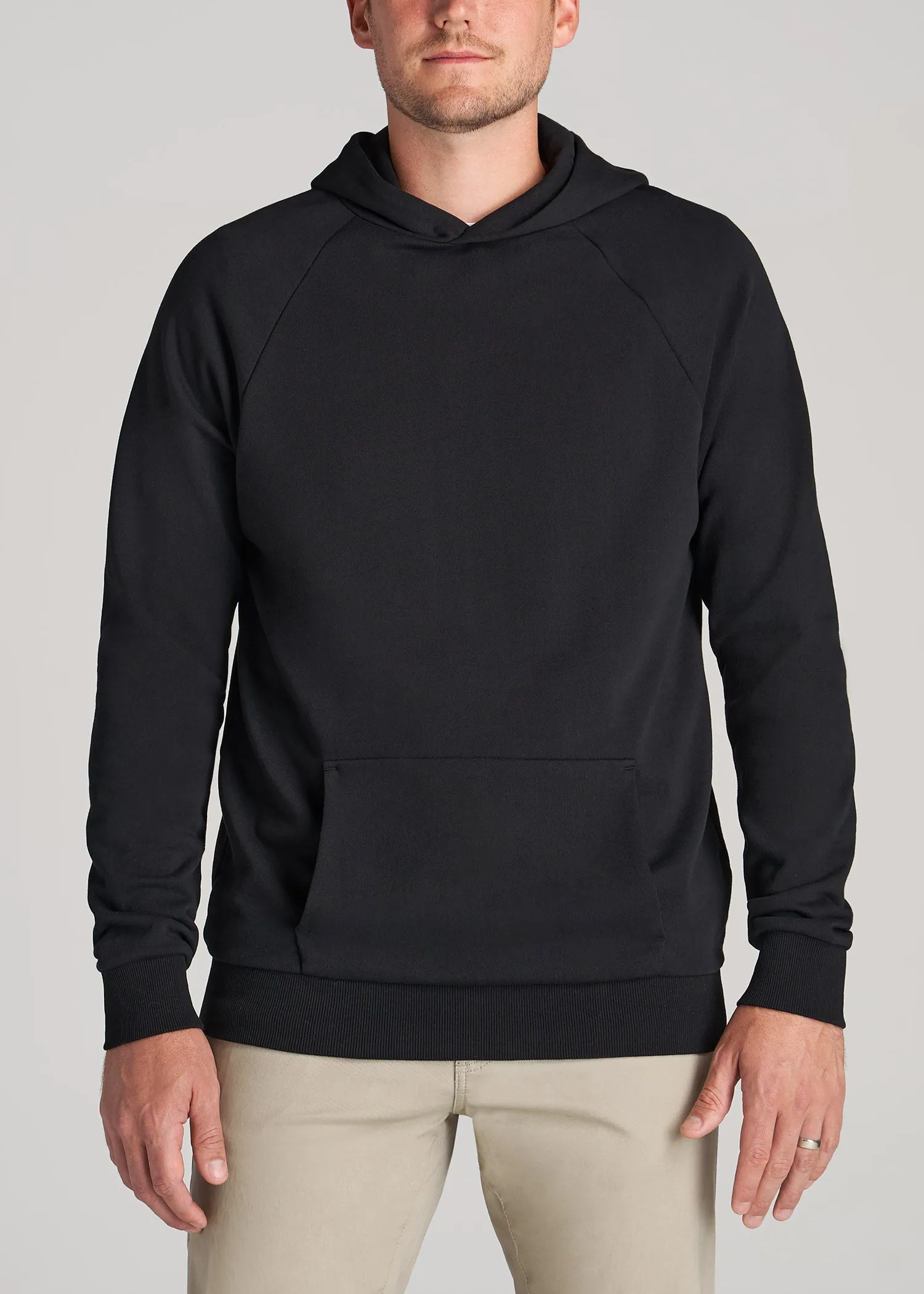 Wearever French Terry Raglan Men's Tall Hoodie in Black