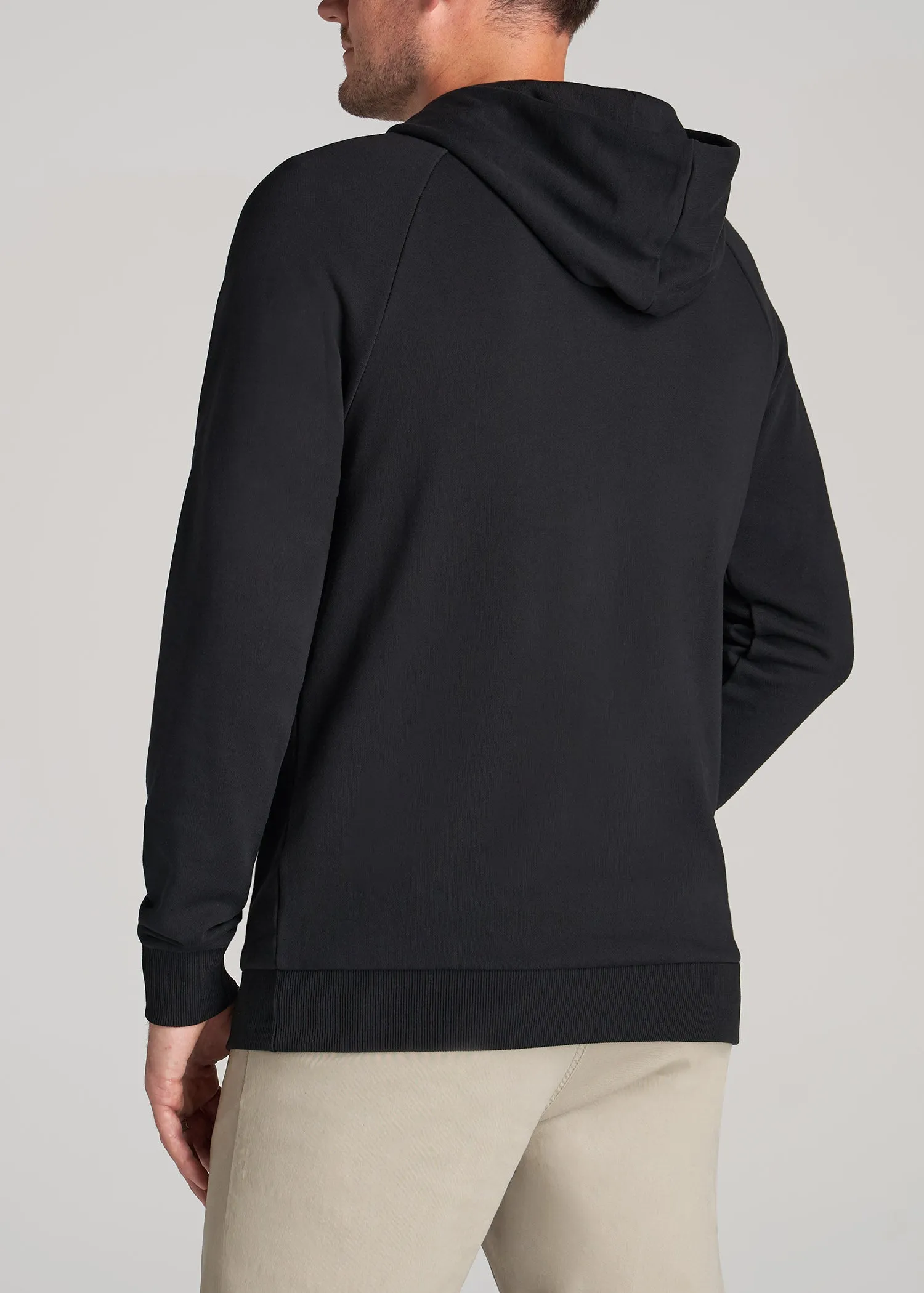 Wearever French Terry Raglan Men's Tall Hoodie in Black