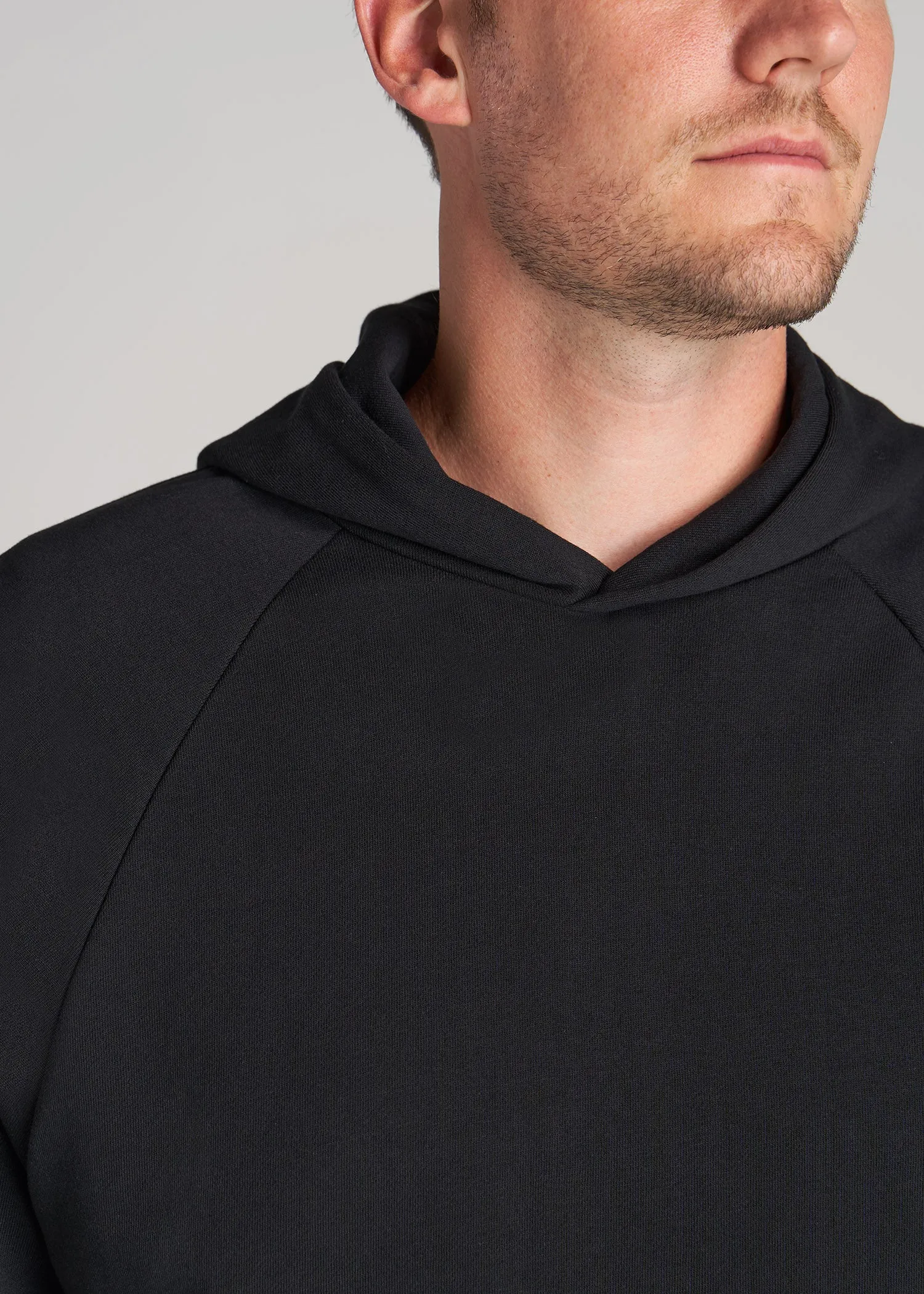 Wearever French Terry Raglan Men's Tall Hoodie in Black