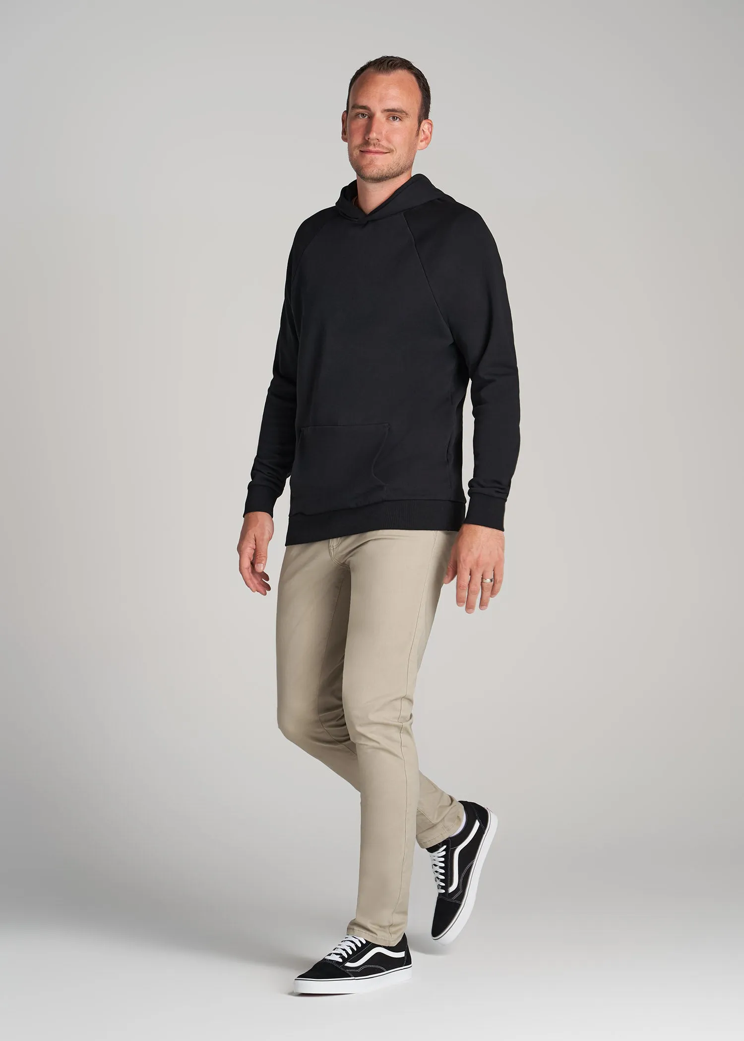 Wearever French Terry Raglan Men's Tall Hoodie in Black