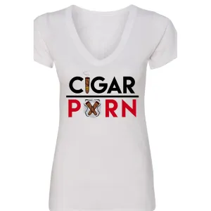 White Cigar Pxrn Women's V-Neck T-Shirt