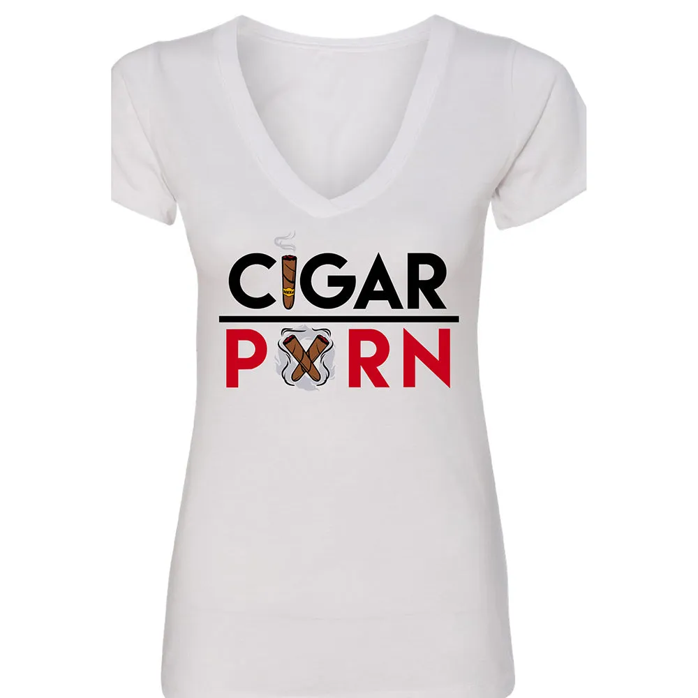 White Cigar Pxrn Women's V-Neck T-Shirt