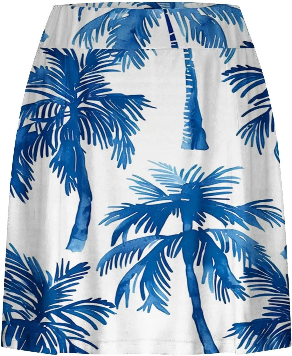 Womens Shorts Summer Fashion Hawaiian Leaf Print High Waisted Running Yoga Comfy Vacation Fake Two Skirt Shorts