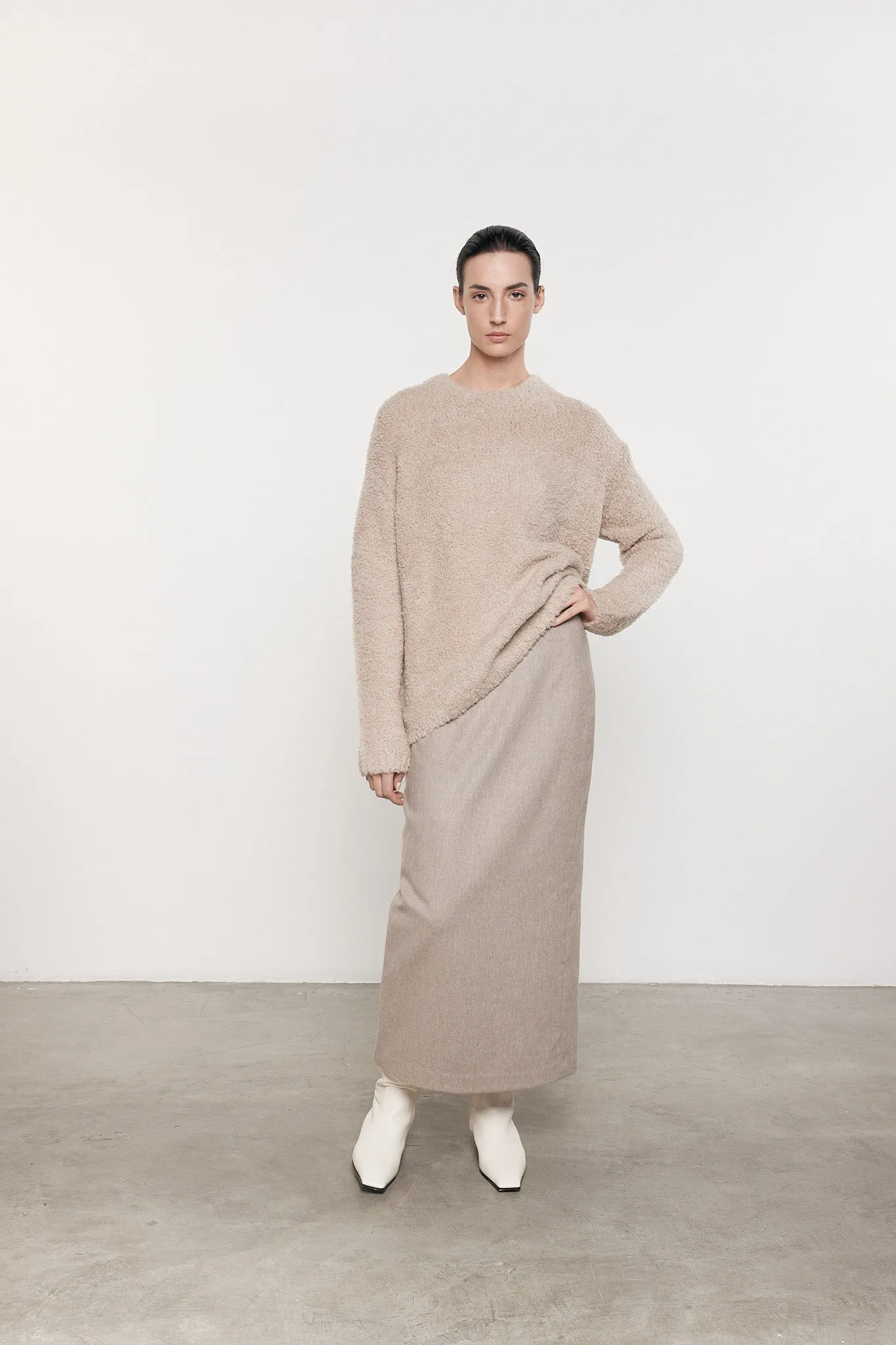 Wool Feather Oversized L/S Crew